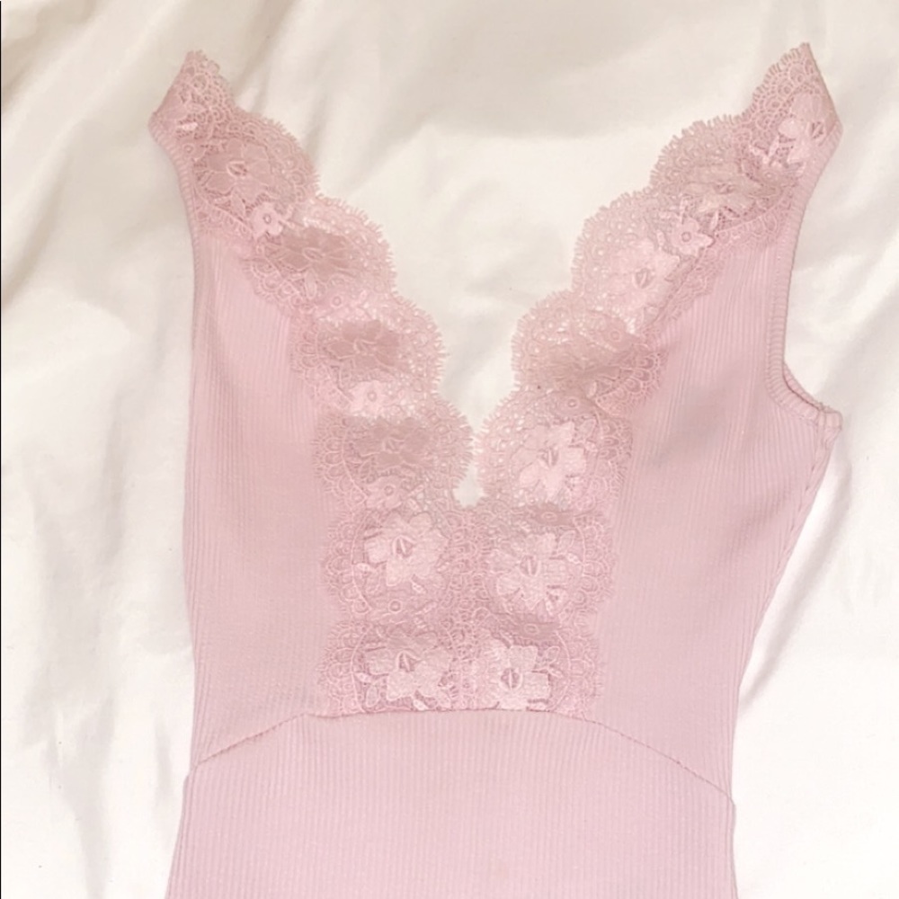 Topshop low cut baby pink bodysuit